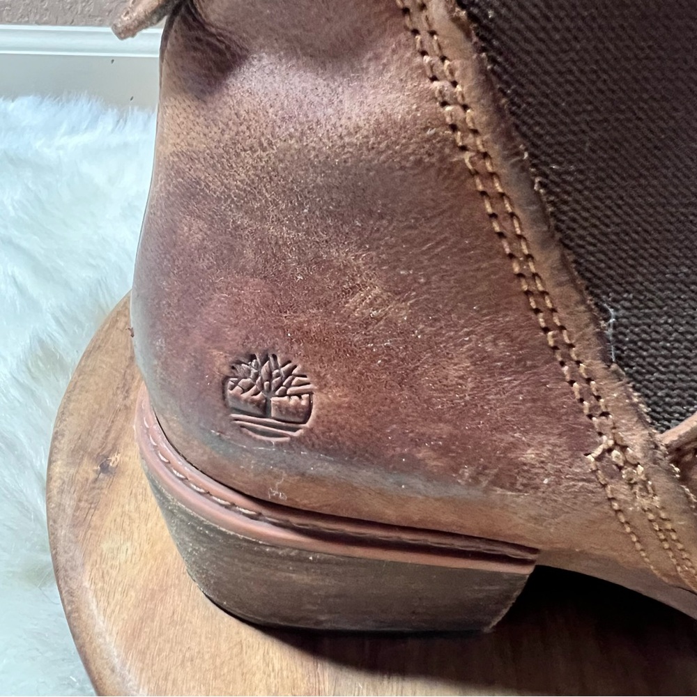 Timberland Leather Brown Sutherlin Bay Boots with Elastic Panels Size 8 - Picture 3 of 11